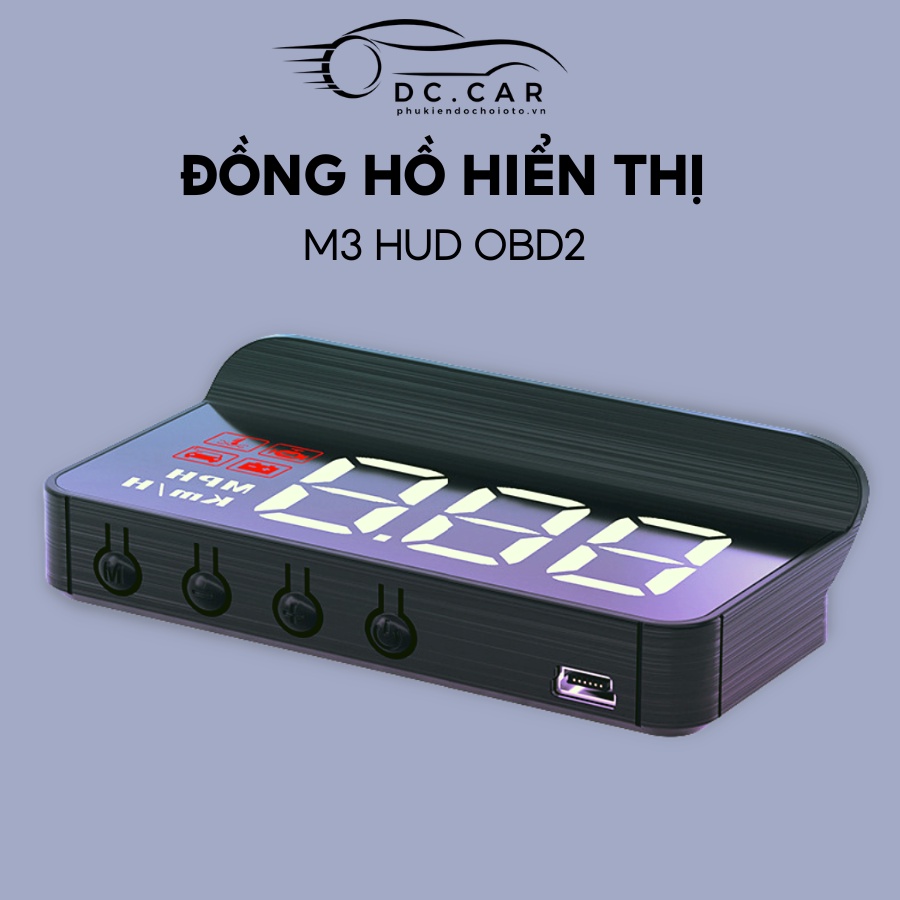 Bộ hiển thị tốc độ kính lái HUD M3, C100 cắm nguồn OBD2 HD thiết kế tinh tế nhỏ gọn chất lượng cao