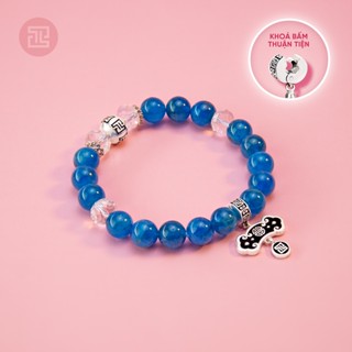 TINH LÂM Vòng Tay Phong Thủy Đá Apatite 8 Li - Charm Như Ý Dạng Bấm