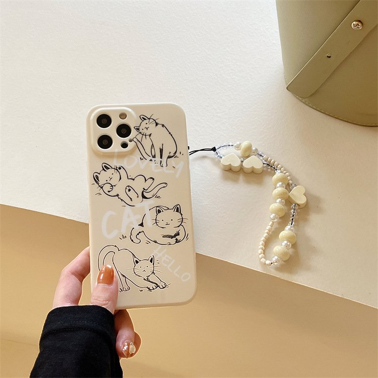 ỐP IPHONE FULL VIỀN IN HÌNH KITTY KEM KÈM DÂY