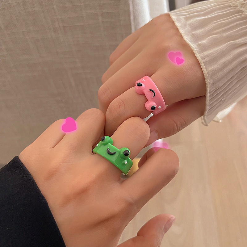 Nhẫn Acrylic Hình Chú Ếch Dễ Thương Cho Nữ