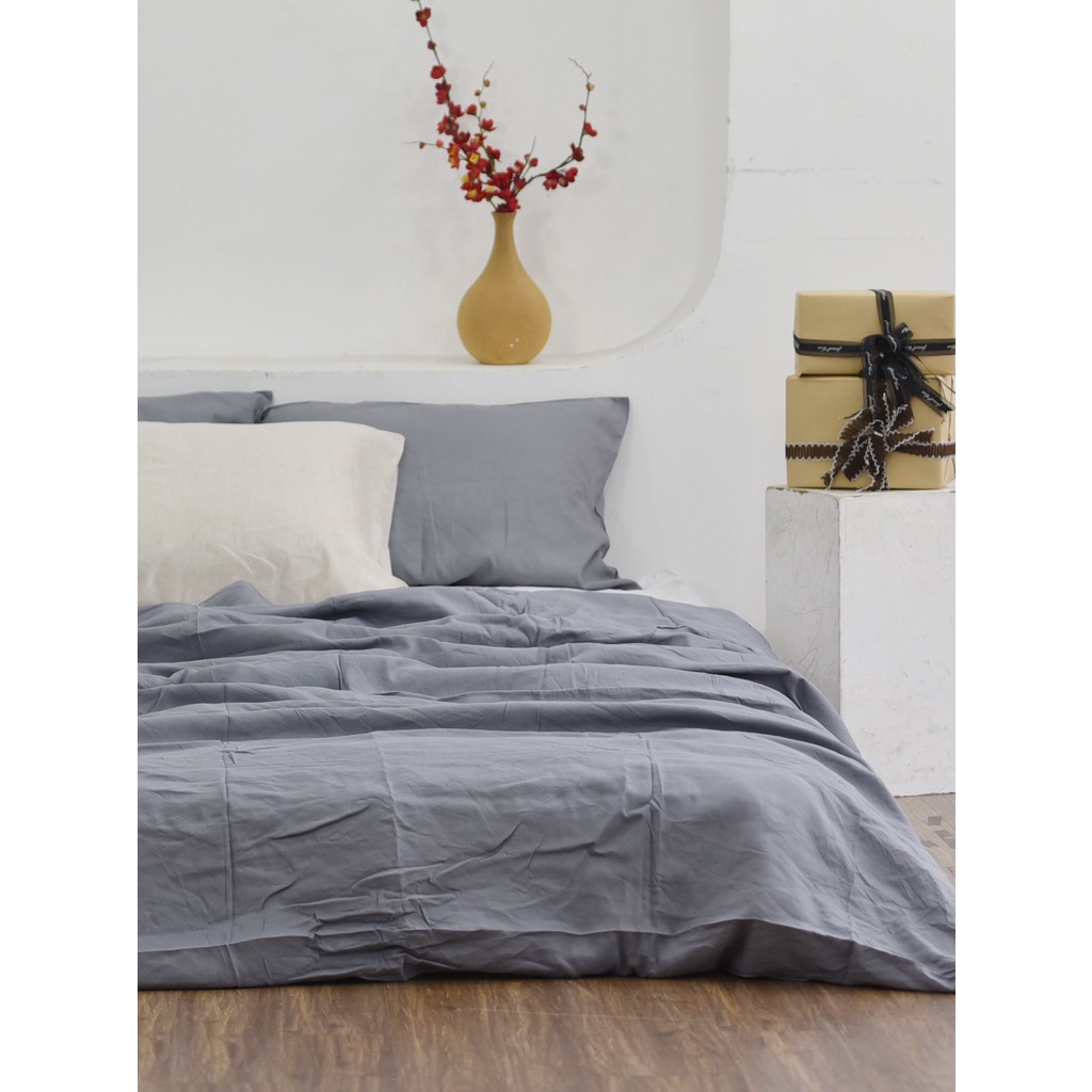 Bộ Chăn Ga Gối Linen Bamboo –  xám 47