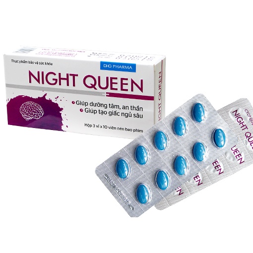 Viên uống dưỡng tâm, an thần, giảm lo âu, khó ngủ mất ngủ nguồn gốc dược liệu Night Queen - hộp 30 viên