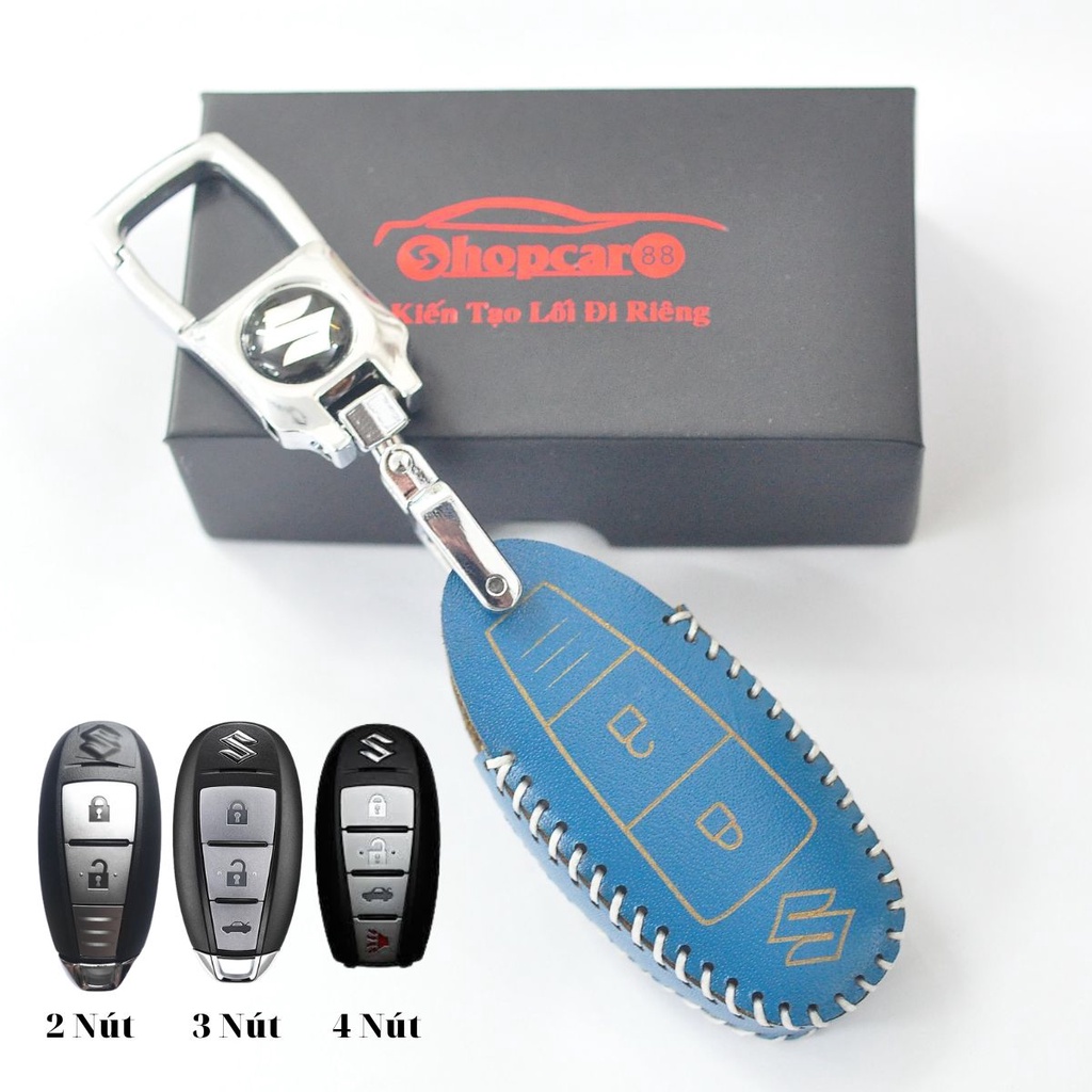 Bao Da chìa khoá xe Suzuki Ciaz, Swift, Ertiga, XL7... mẫu chuẩn như hình. Da bò thật nhiều màu