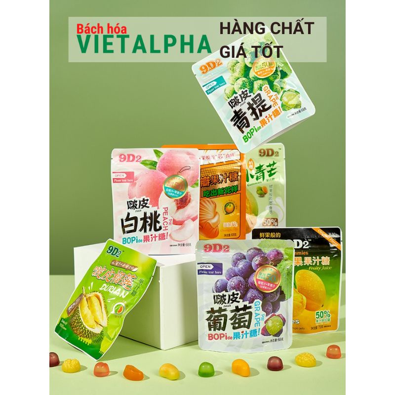 Kẹo thạch trái cây bóc bỏ hương vị nguyên chất hot trend 9D2.