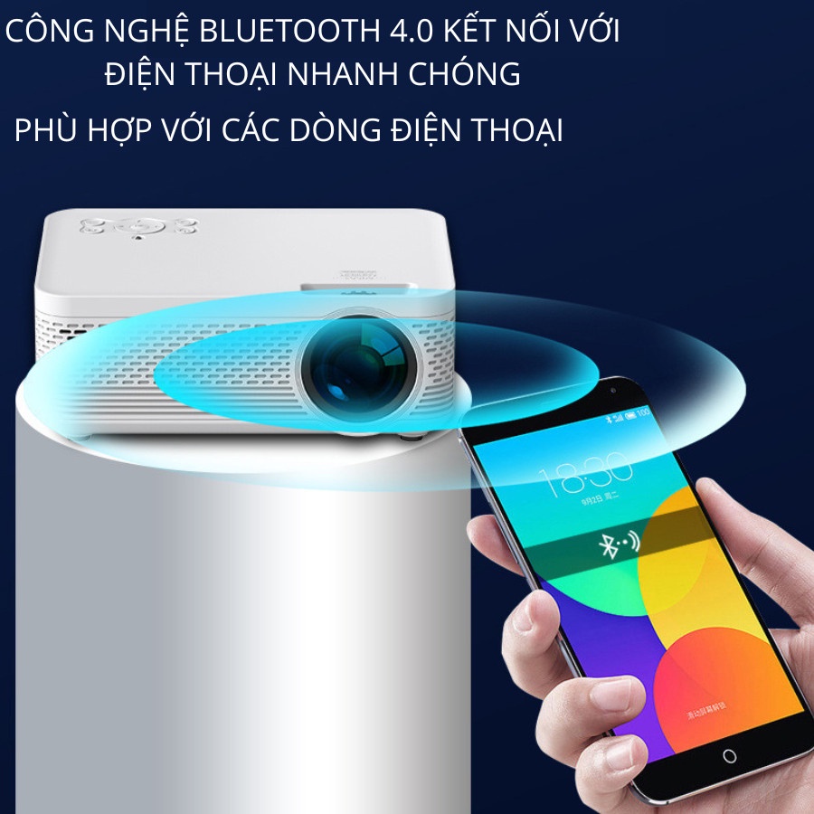 Máy chiếu mini YG300, máy chiếu Android 9.0 FullHD kết nối không dây qua Wifi - Tặng màn hinh chiếu 100 inch - SET2393