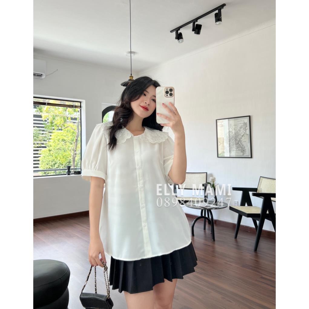 Áo Bầu , Big Size Cổ Thêu Bèo Tay Phồng Form Dễ Mặc , Mặc Thoải Mái Suốt Thai Kì &amp; Sau Sinh Thiết Kế