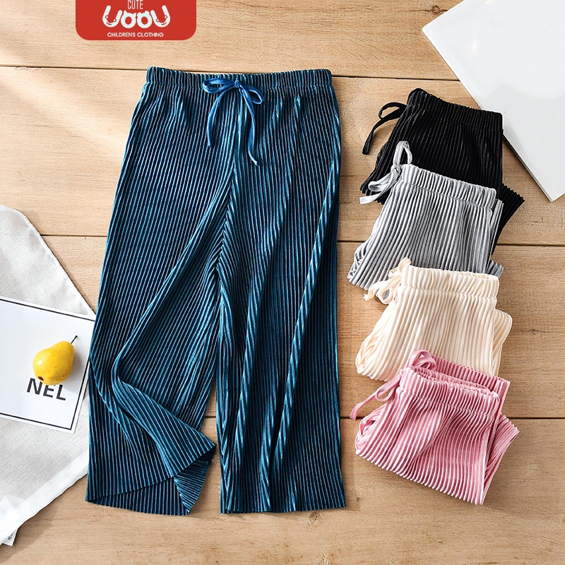 Sun baby Quần Dệt Kim Mỏng Thoáng Khí Mùa Hè Phiên Bản Mới Hàn Quốc Cho Nữ