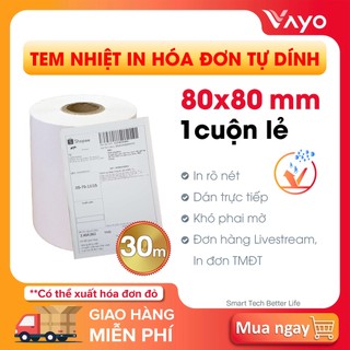 CUỘN LẺ - Tem nhiệt K80 liên tục, decal nhiệt in đơn TMĐT liên tục, Giấy in hóa đơn tự dính 80mm
