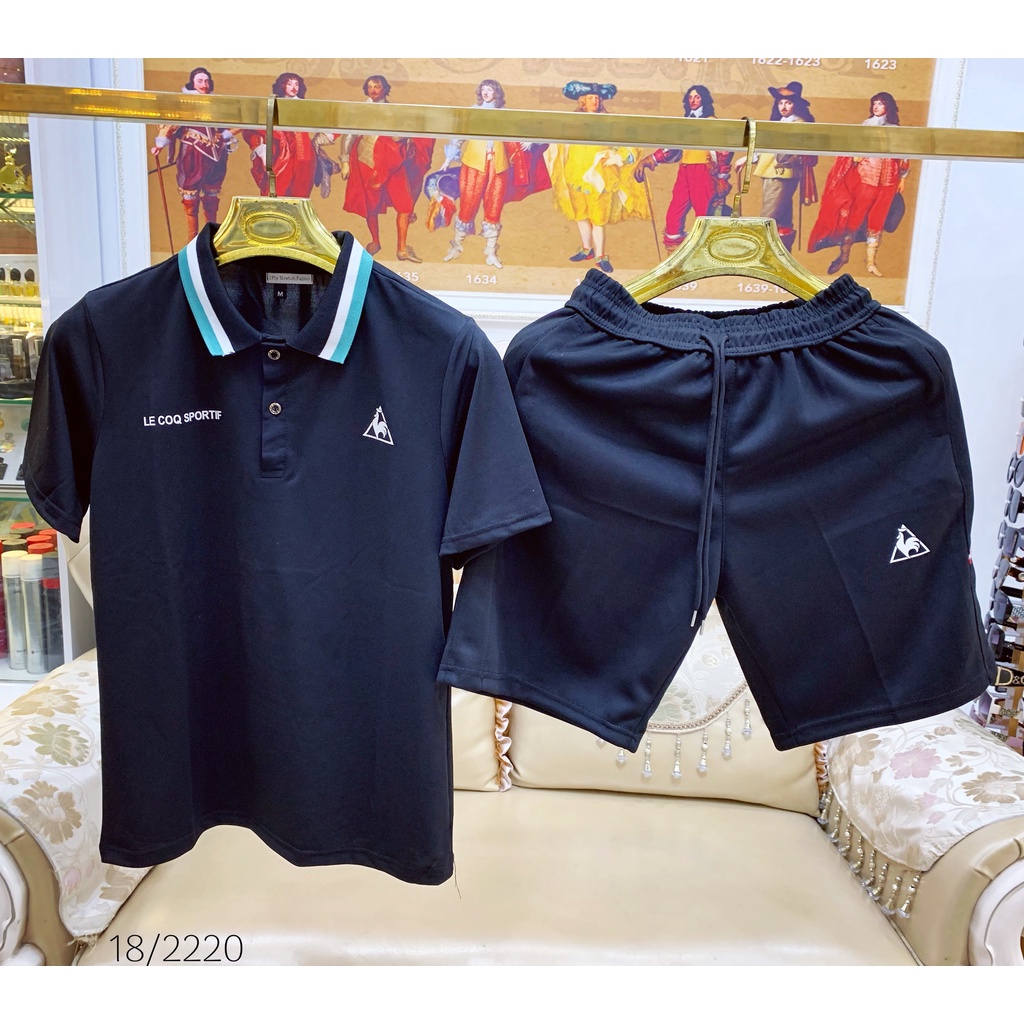 Bộ thể thao con gà phối viền cổ - set cộc mặc nhà cổ bẻ chất cotton gai