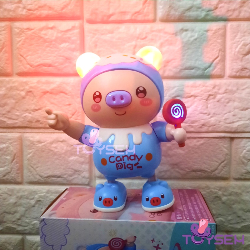 Đồ chơi heo cầm kẹo nhảy múa có đèn led - Quà tặng sinh nhật cho bé - Candy Pig