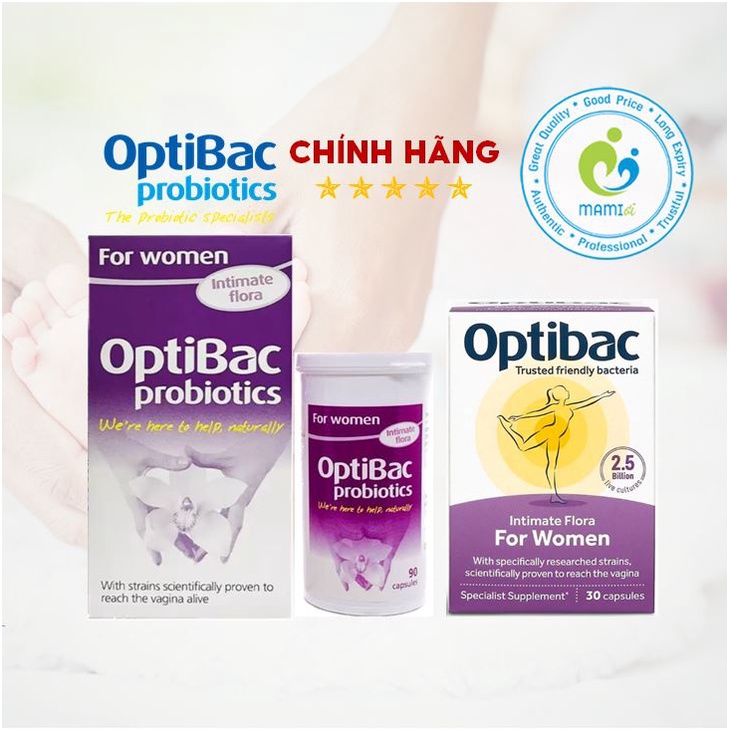 Men vi sinh Optibac tím phụ khoa (30v/ 90v) hỗ trợ vùng kín cho phụ nữ và mẹ bầu Optibac Probiotics For Women, UK Anh