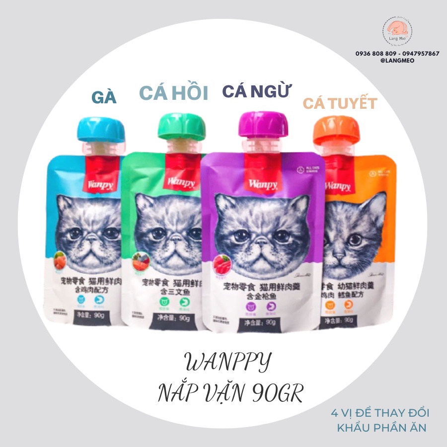 Súp thưởng cho mèo - Wanpy nắp vặn 90gr