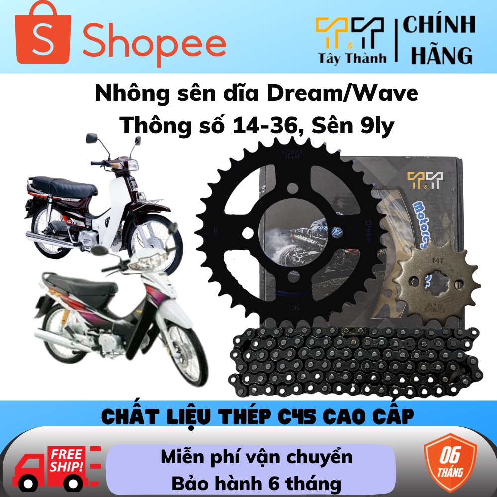 Bộ Nhông Sên Dĩa Dream, nhông xích dream 36T - 14T mẫu mới cực đẹp, hàng nhập Thái Lan