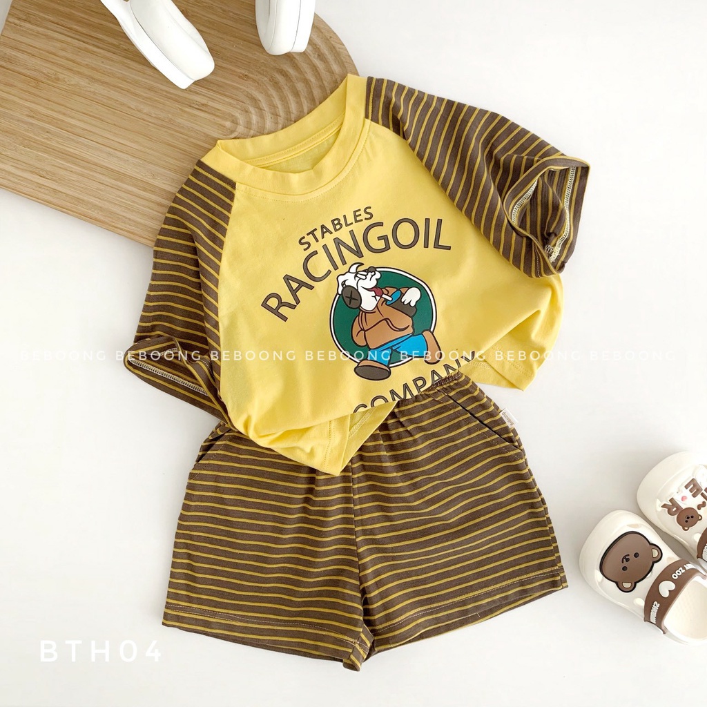 Bộ RaCilGol phối kẻ siêu xinh cotton mềm mịn thấm hút 4 màu . 9-23kg BTBG-PITUPI-BEBOONG-MS 23.025