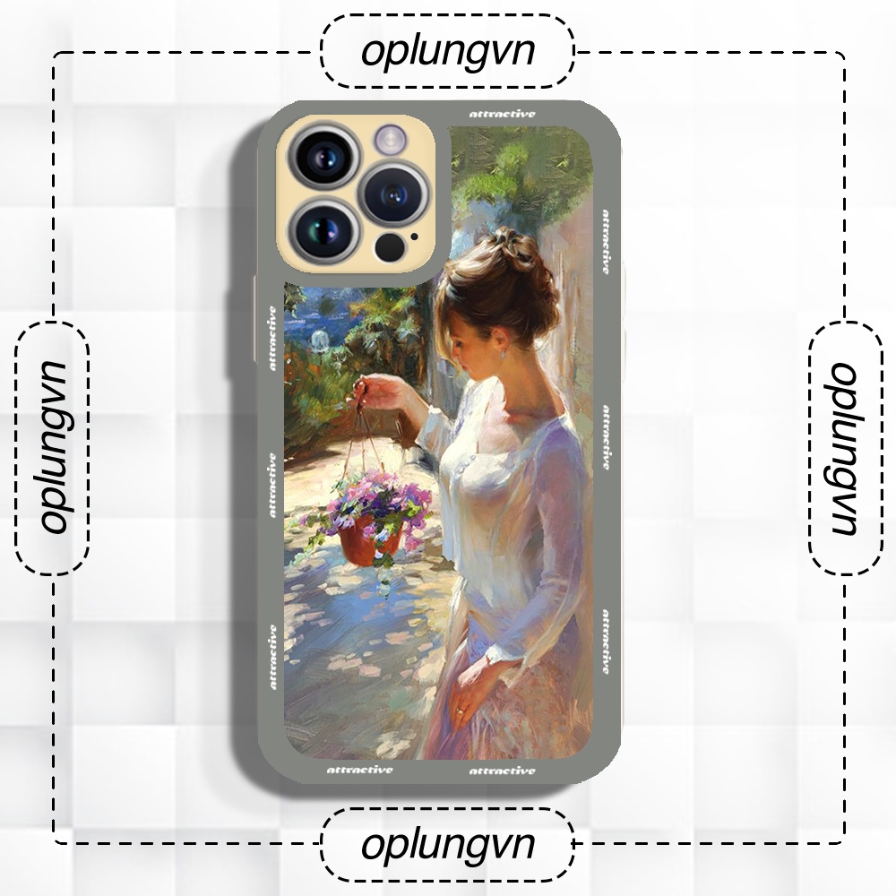 Ốp Điện Thoại BVC Tranh Sơn Dầu Cô Gái iphone 6/6S/6splus/se/7/7plus/8/8plus/X/xs/xsmax/11/12/13/14/Pro/Pro Max tr5077