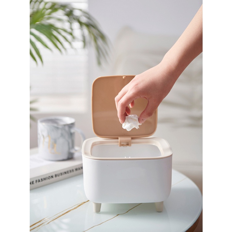 Thùng rác / sọt rác mini để bàn mini để bàn thể tích 2lit, tặng cuộn đựng rác