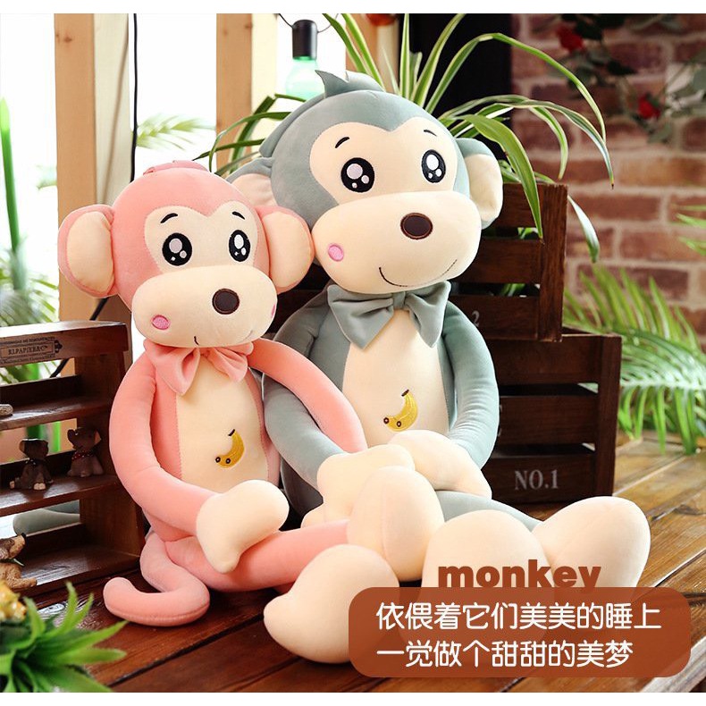 Thú nhồi bông hình con khỉ tay dài nhiều màu sắc, Kích thước 75cm, 85cm, chất vải hàng cao cấp