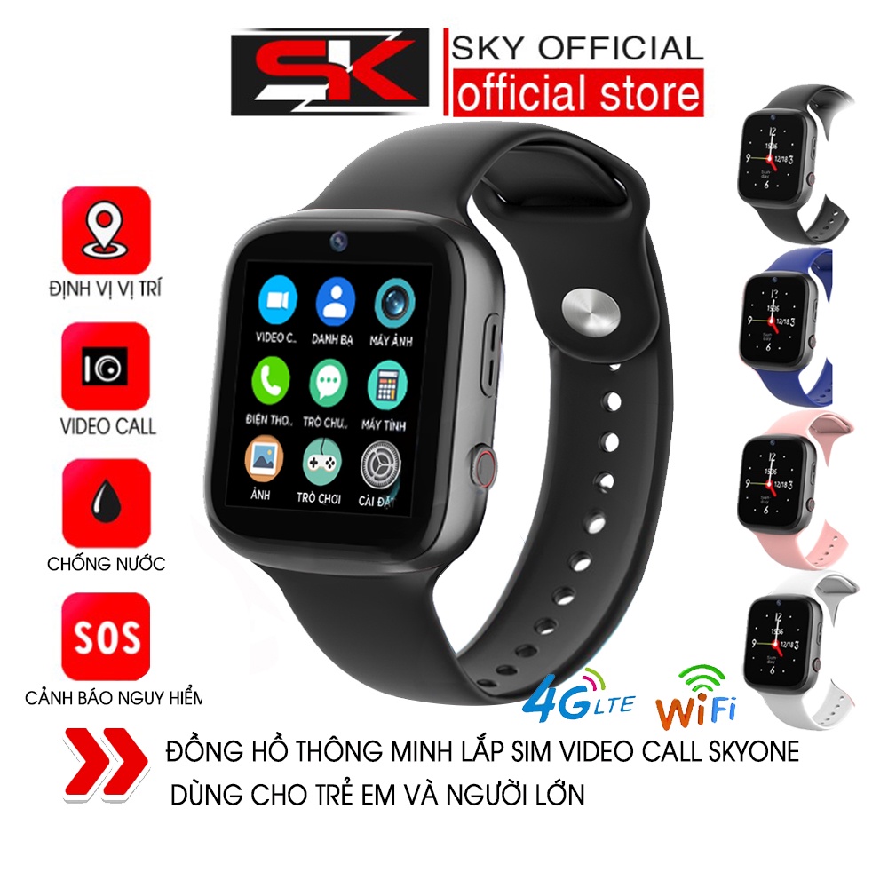 Đồng Hồ Thông Minh Trẻ Em Smart Watch SKYONE SK90 Gắn Sim Gọi Điện Video, Có Camera, GPS, Kháng Nước IP67