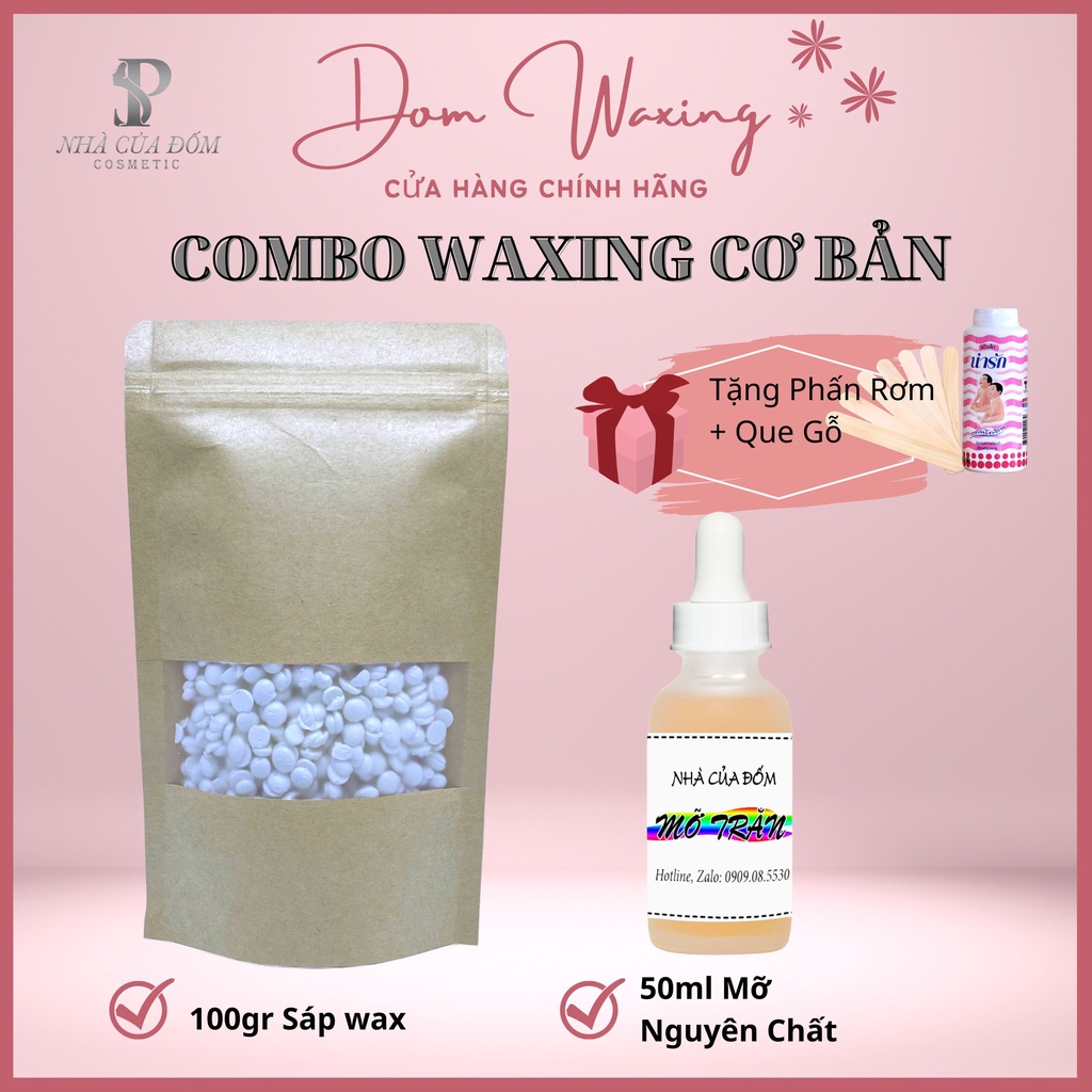 Combo Sáp wax lông nóng wax bean + 50ml mỡ trăn tặng que gỗ