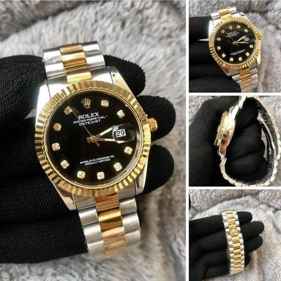 [Fullboxx 1:1] Đồng hồ nam Rolex - viền đá dây kim loại chống nước - Tokyo Shop