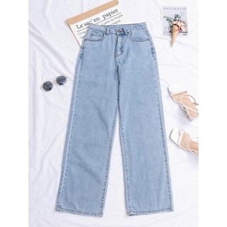 Quần Jean Nữ Bigsize Mập Fashion Quần Jean Bigsize Co Dãn 4 Chiều HACK Dáng Thiết Kế Ống Rộng Xanh Nhạt J0002