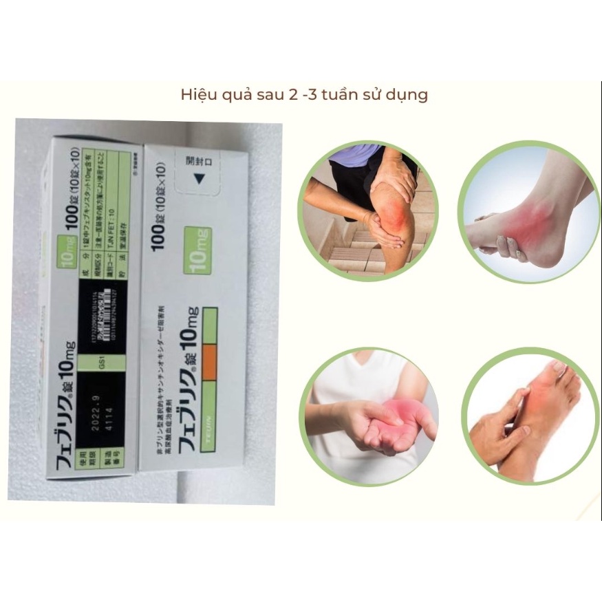 Viên uống hỗ trợ Gout Feburic Tablet 10mg 100 viên nội địa Nhật bản