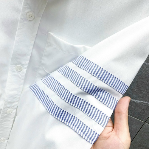 Áo Sơ Mi Thom Trắng Phối Viền Kẻ Vải Gai Dày Dặn Cho Nam