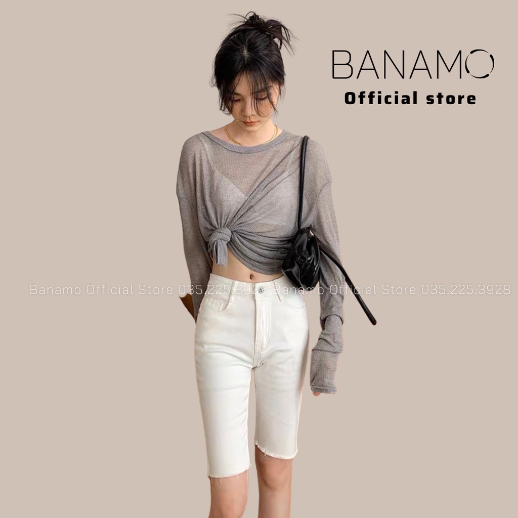 Quần short jean nữ Banamo Fashion short bò tua rua 666