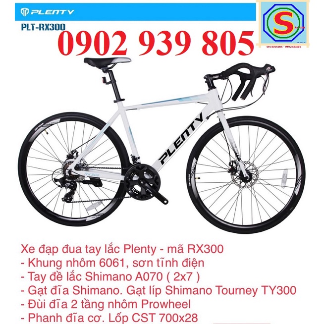 Xe đạp đua 700C PLENTY RX300 Khung nhôm Tay đề lắc Shimano A070 2×7 , Lốp CST 700×28