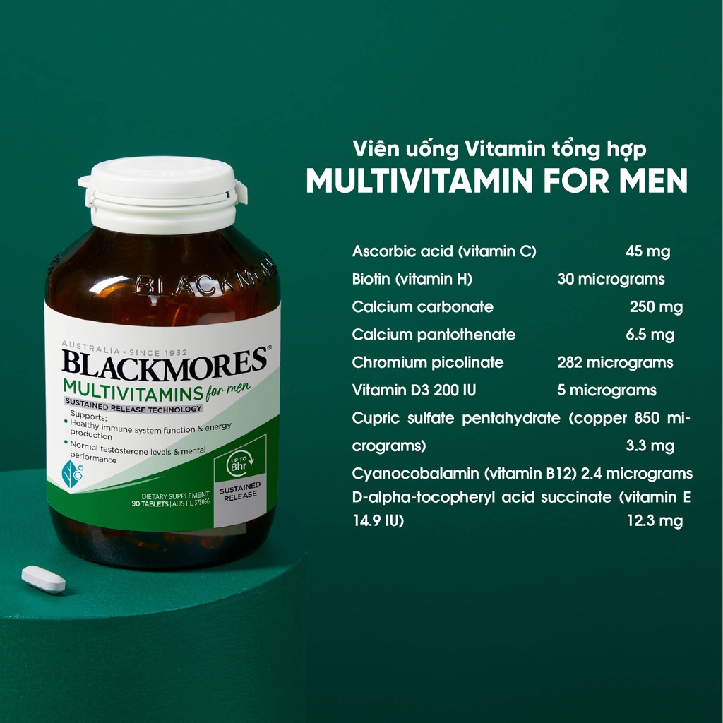 Vitamin tổng hợp dành cho nam Multivitamin Blackmores 60 viên hỗ trợ sức khỏe toàn diện cho nam giới