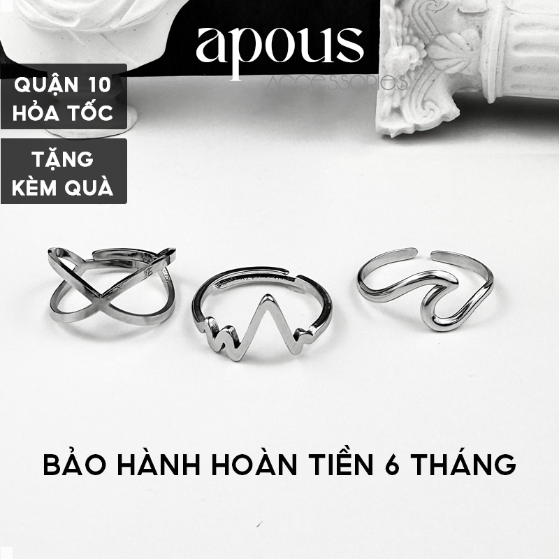 Nhẫn nam nữ hình Điện Tim Freesize N063 - Thép Titan - Phụ kiện trang sức Unisex Apous