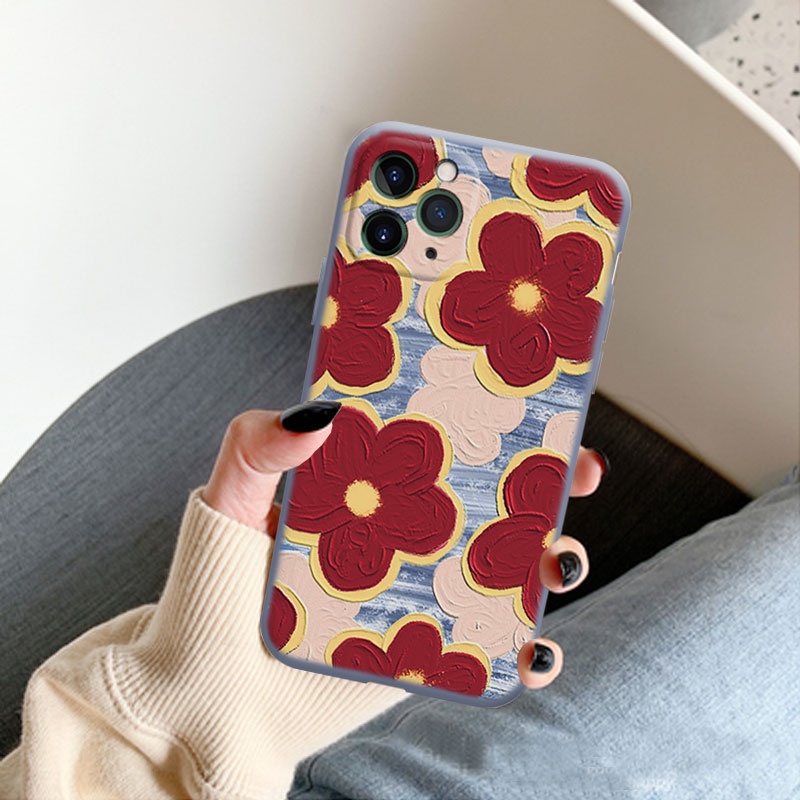 Ốp iphone hoa mùa hè hoa đỏ độc lạ dễ thương Chống Xước Chống Rơi iphone 14 13 12 11 Pro Max SE 2020 X XR XS 8 7 6 Plus