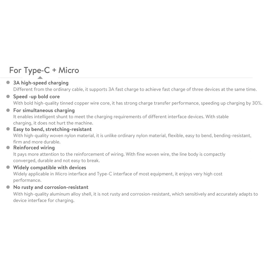 Dây Cable Rapid TyC 2-1 ra Micro+TyC 1.2M/3A CAMT-SUV1 Baseus