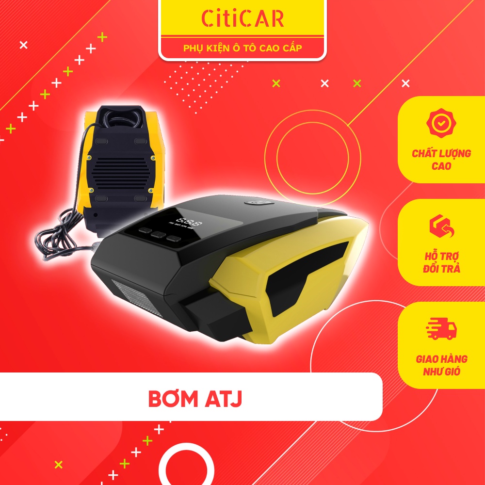 Bơm lốp xe ô tô, xe hơi ATJ mini 12V màn hình led tự ngắt khi bơm, dễ dàng sử dụng