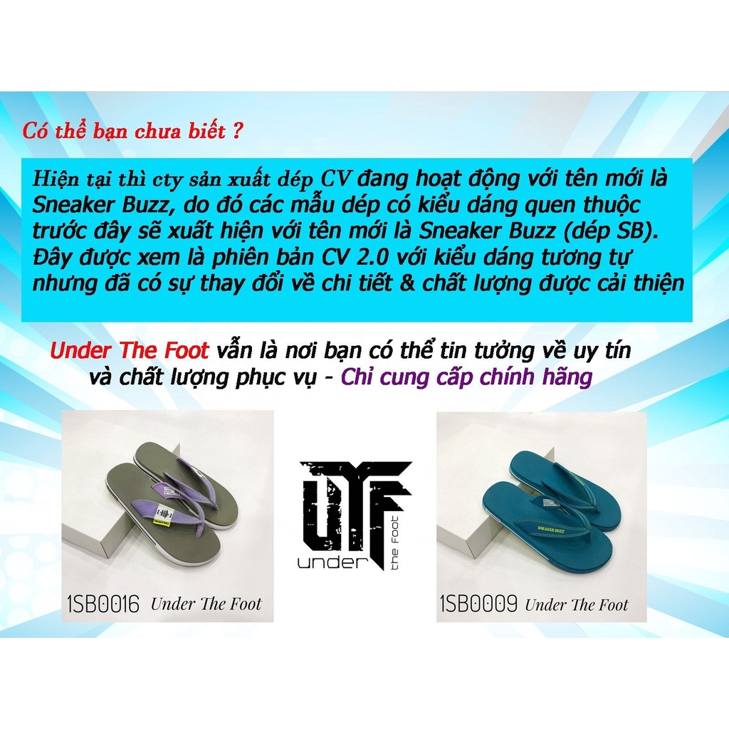 Dép kẹp Sneaker Buzz đen qua da chính hãng 1SB0028