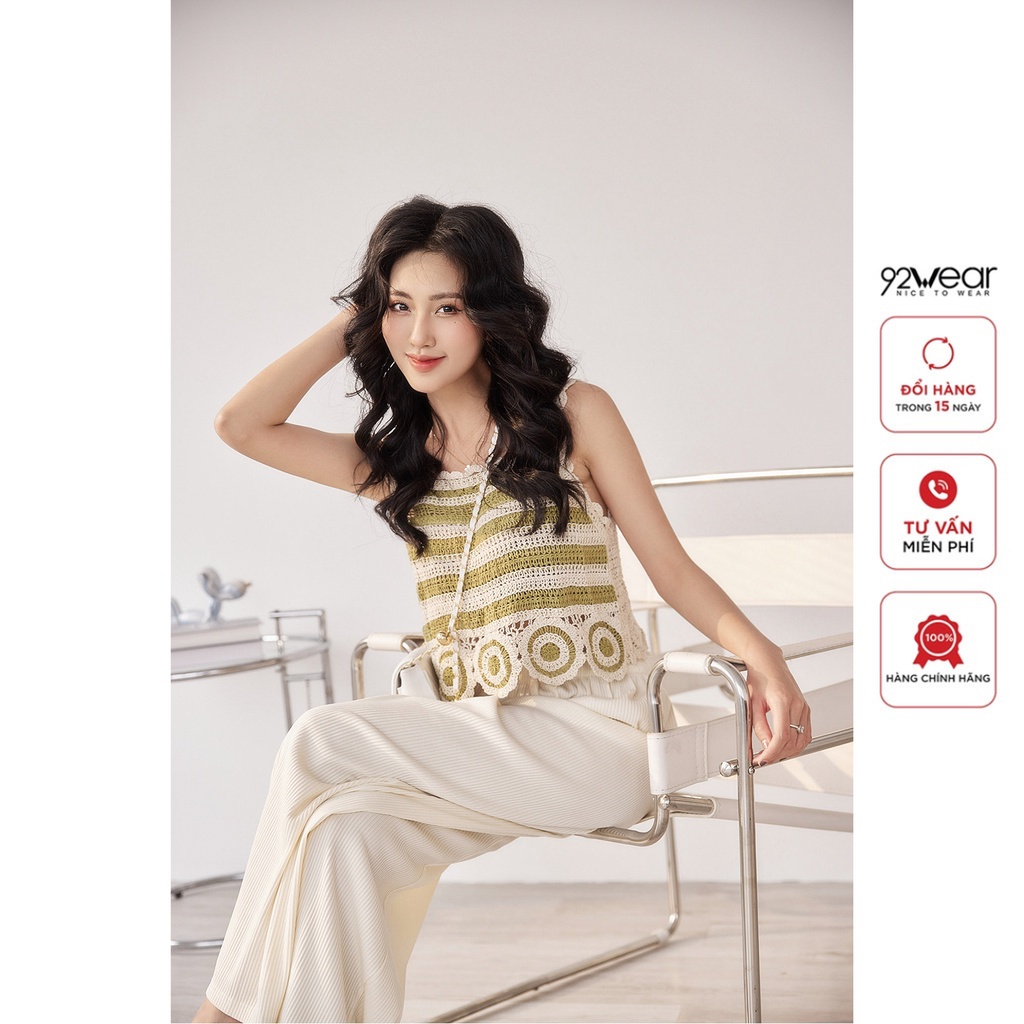 [Mã BMLT35 giảm đến 35K đơn 99K] Áo 2 dây len móc 92WEAR , thiết kế freesize độc đáo ADW2063