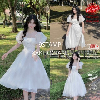 (CLIP THẬT) Đầm công chúa tay phồng 9stamp 💓FREESHIP💓 dự tiệc , kỷ yếu (tặng kèm 3 nơ)