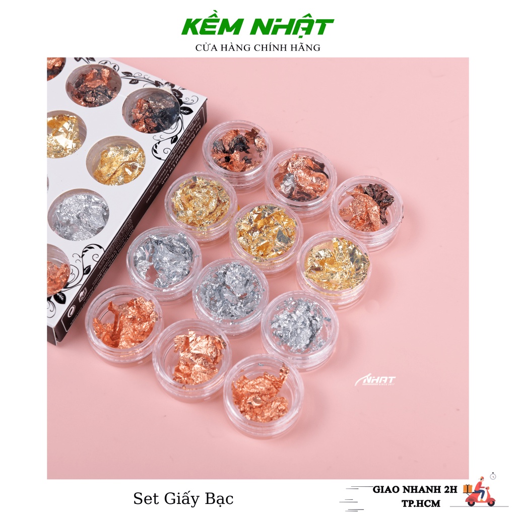 Set Giấy Bạc Vụn Trang Trí Móng 12 Ô