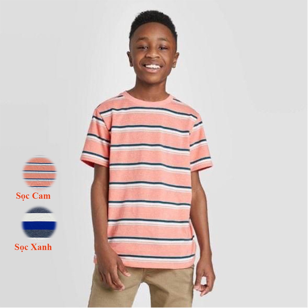 Áo thun bé trai CAT&J4CK ngắn tay sọc ngang (15 - 43kg)