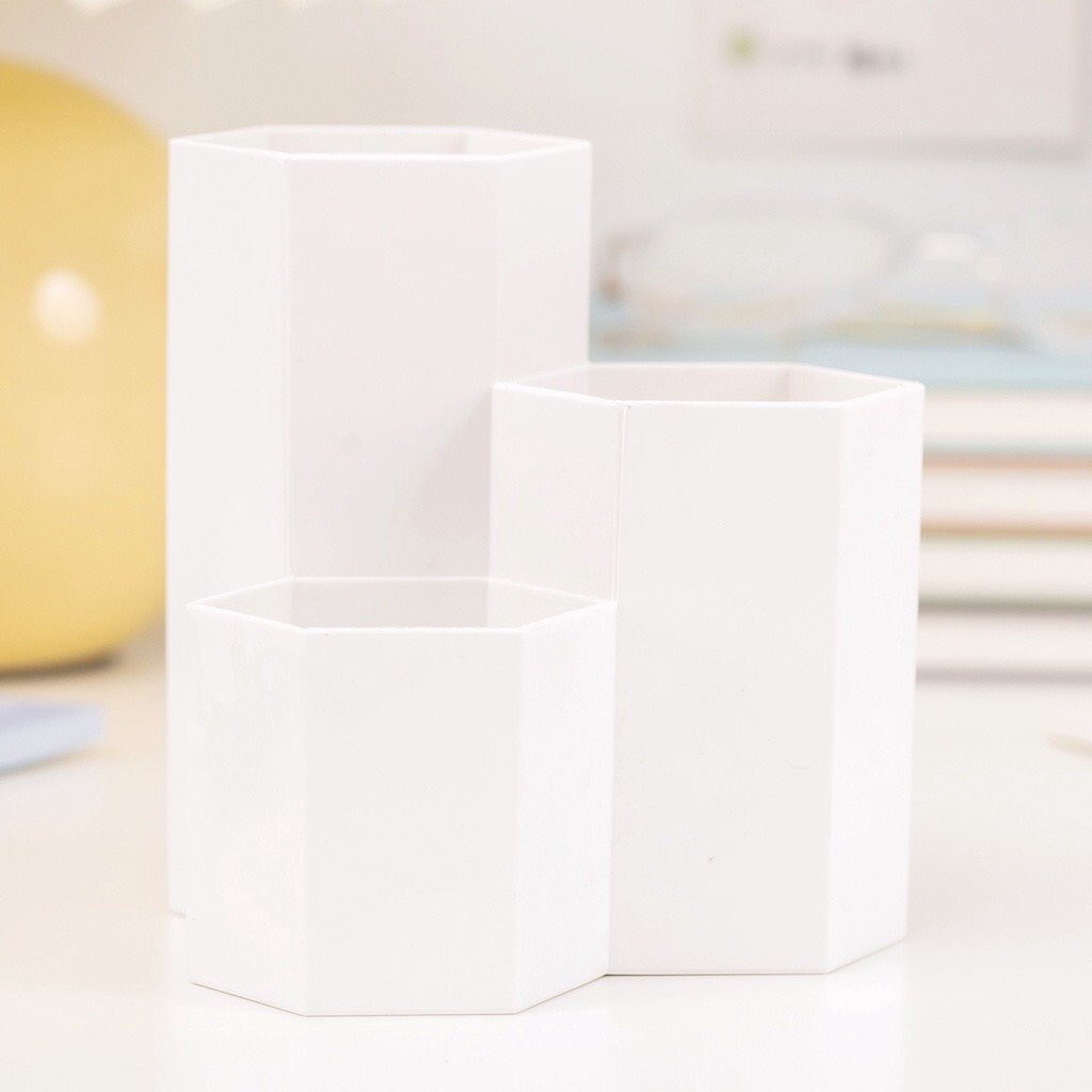 Ống đựng bút nhựa để bàn 3 ngăn nhiều màu kích cỡ, ống đựng bút cute