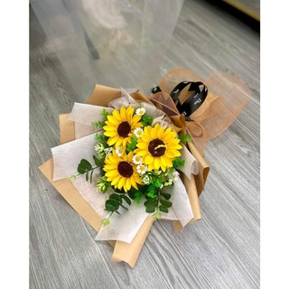 Đầu bông hoa hướng dương lụa trang trí