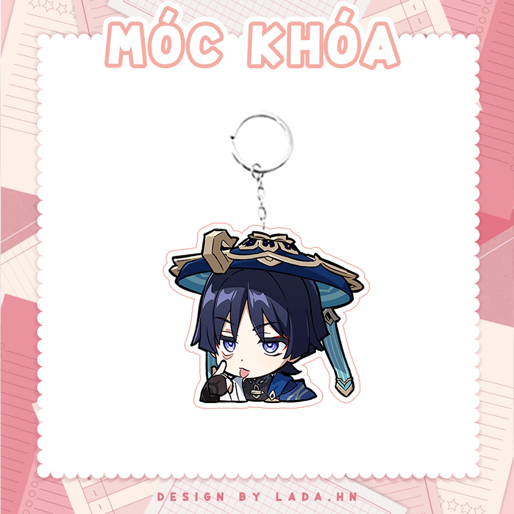 Móc khóa mô hình standee đứng để bàn Wanderer Genshin Impact Lada anime đáng yêu chibi trang trí quà tặng