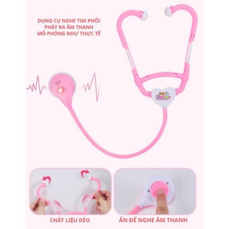 Ô tô đồ chơi bác sĩ xe cứu thương cho bé gái bé trai đóng y tá khám bệnh