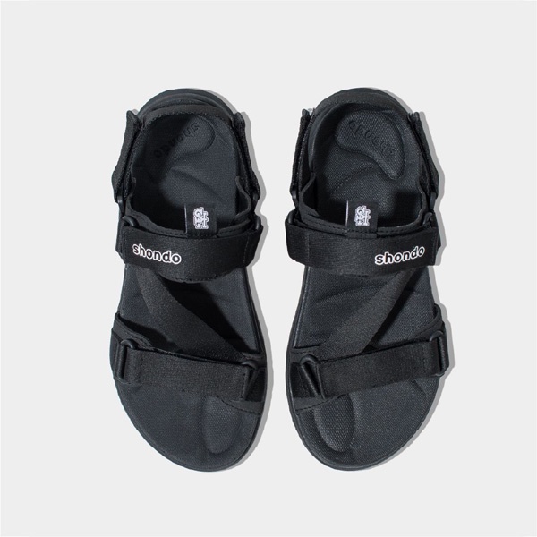 SHONDO | Sandal Shondo nam nữ full đen F8M1111