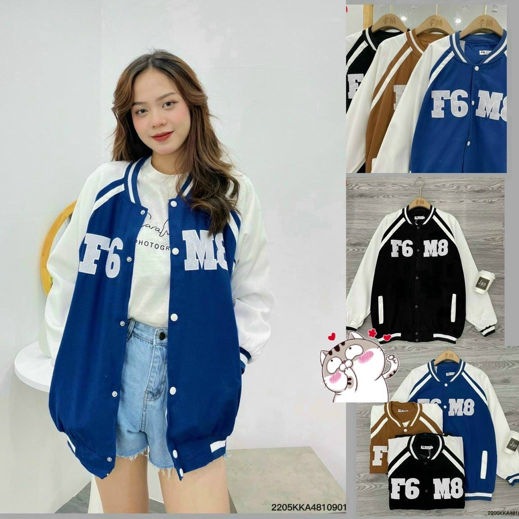 Áo khoác bomber varsity jacket bóng chày chất da lộn lót dù form rộng basic nam nữ unisex couple Bunny_106