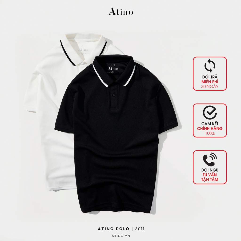 Combo 2 Áo Polo Nam Viền Cổ ATINO thanh lịch vải cá sấu Cotton cao cấp thoáng mát chuẩn form PL9.3011