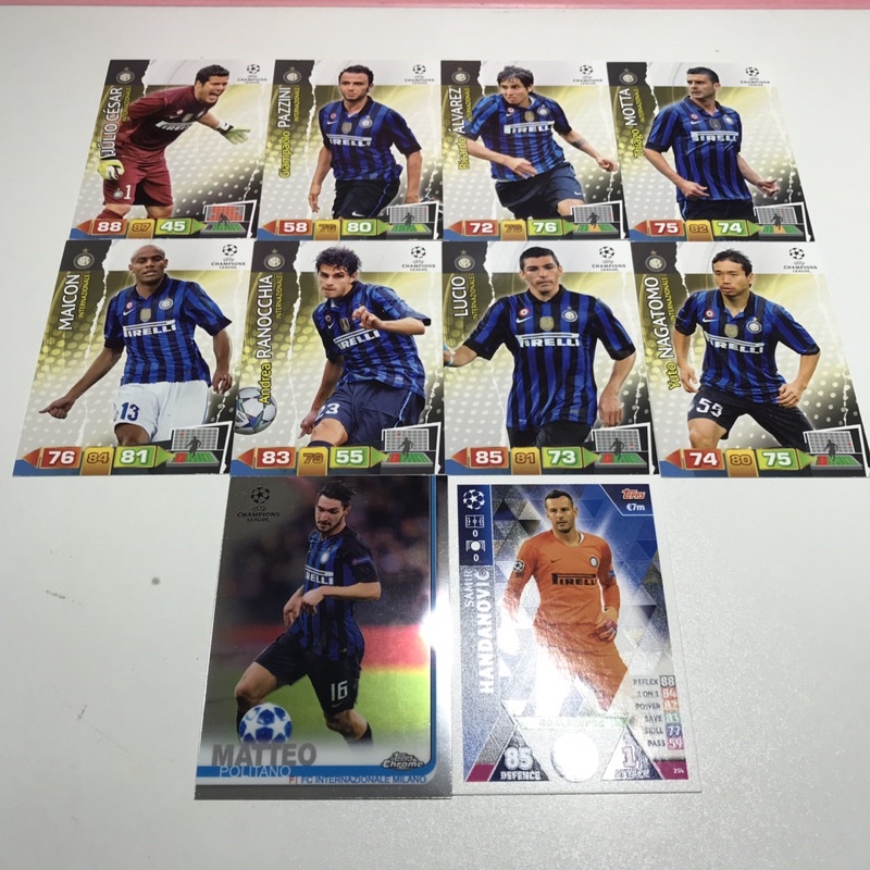 Set 10 thẻ cầu thủ bóng đá câu lạc bộ Inter Milan cúp châu Âu bóng đá Ý Serie A