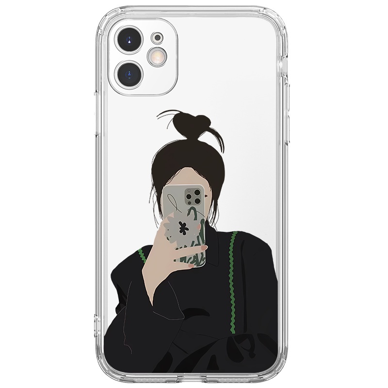 Ốp Điện Thoại Trong Suốt couple selfie đáng yêu Chống Sốc Cho iPhone 11 13 Pro Max 12 Pro Max 7Plus xr u151