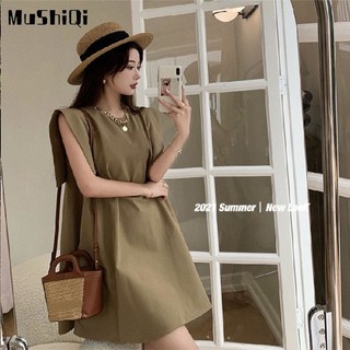 Đầm Chữ A Không Tay Màu Sắc Đơn Giản Cho Nữ