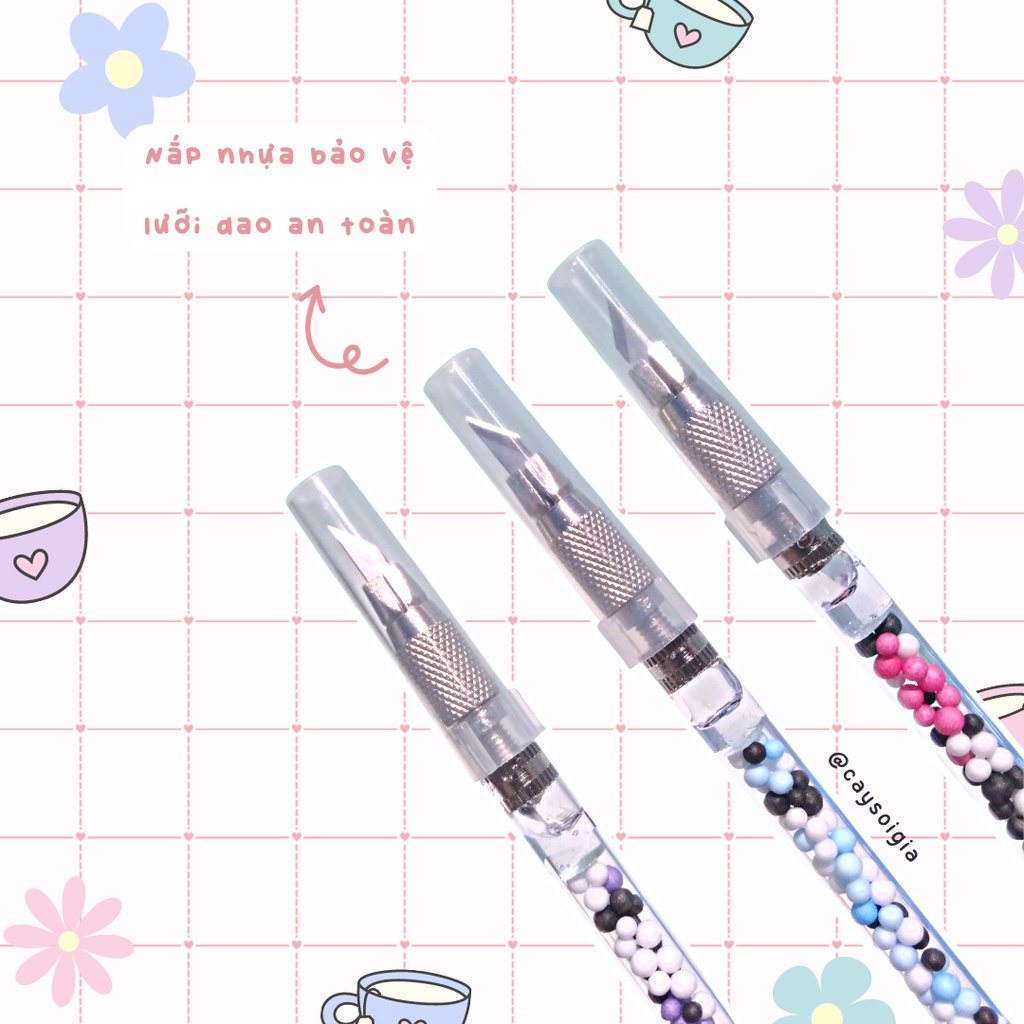 S107 - Bút dao rọc giấy thỏ Kuromi và Melody tiệc trà chiều dễ thương unbox đơn hàng, cắt sticker băng dán washi tape